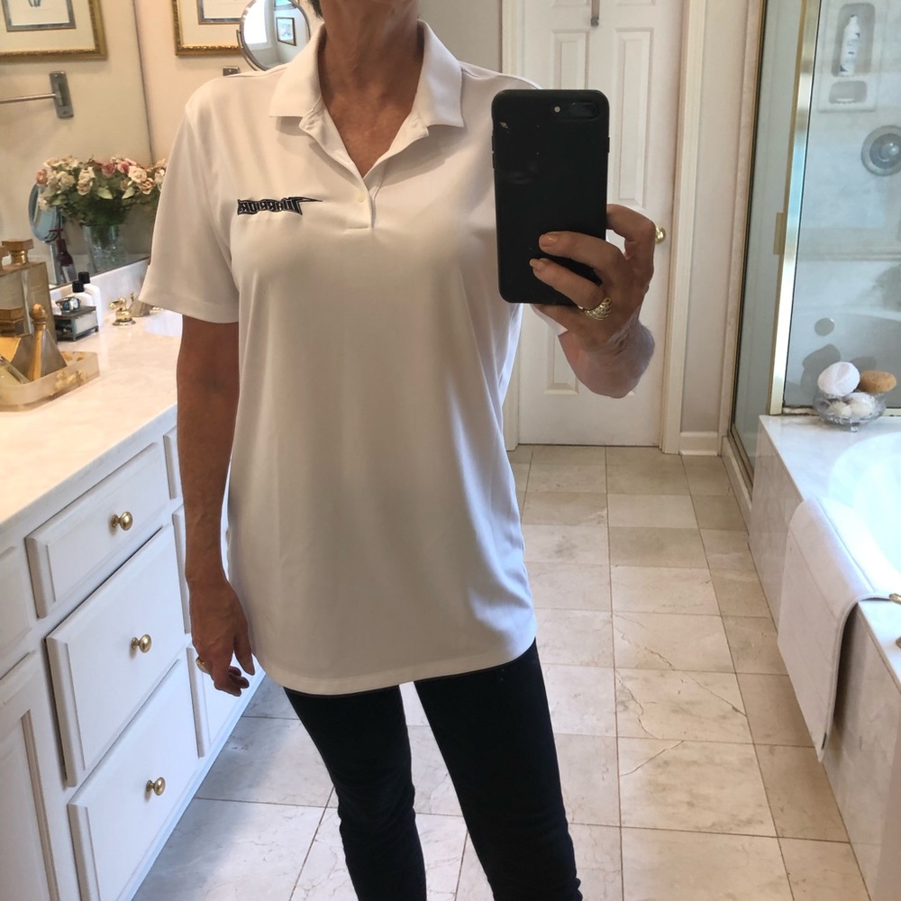 FREE with purchase: Nike Golf Dri-Fit polo shirt, Warriors, white Sz M - Picture 2 of 11